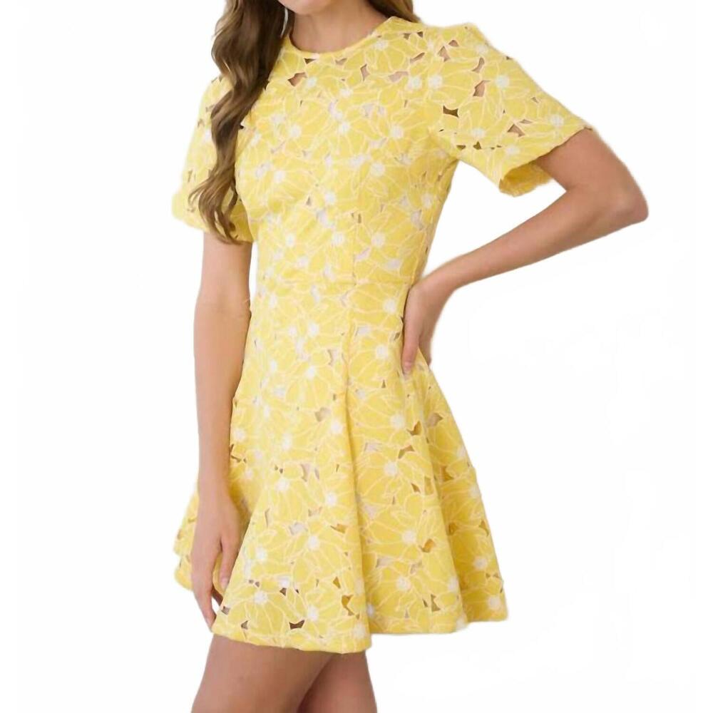 NEW ZOE AND CLAIRE sunshine short lace dress in yellow